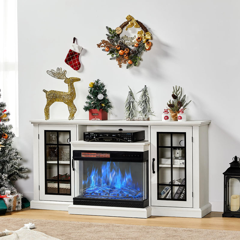 Fireplace TV Stand with 3-Sided Glass Electric Fireplace