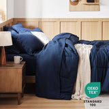 Navy King Comforter Set - 7 Pieces Solid King Bed in a Bag