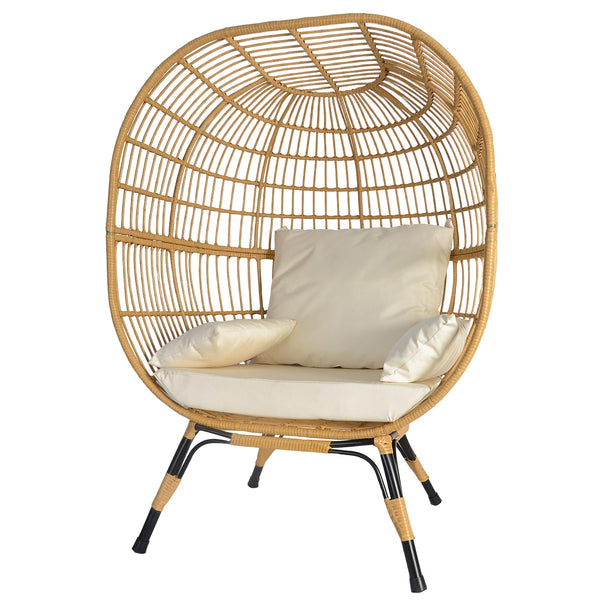 Egg Chair Oversized Indoor and Outdoor Wicker Furniture Lager Capacity Ivory Egg Chair