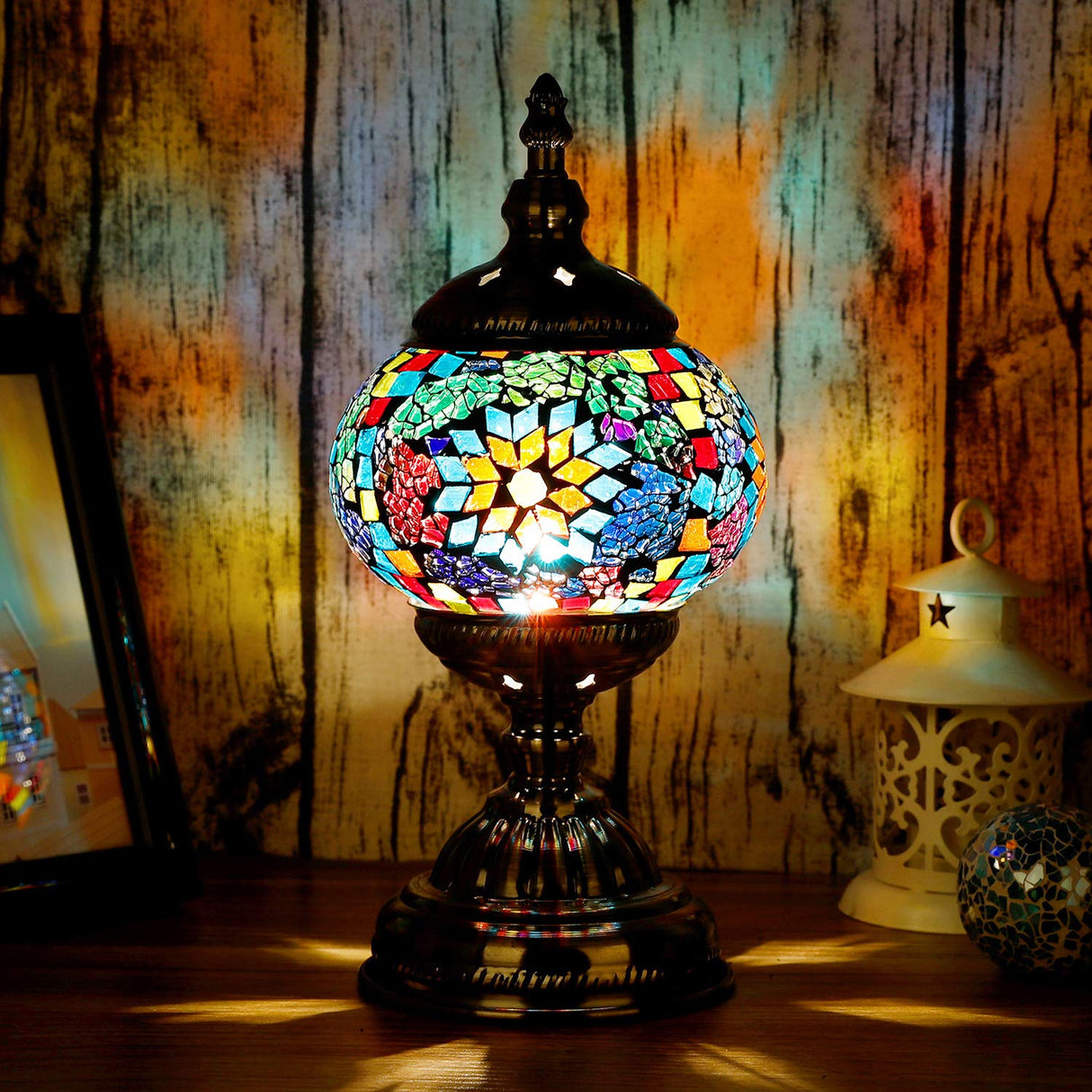 Turkish Mosaic Glass Decorative Table Lamp Moroccan Lantern