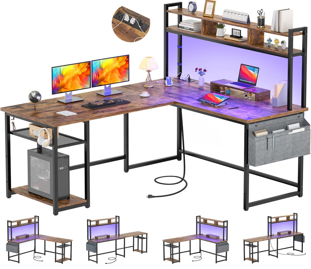 Reversible L-Shaped Corner Computer Desks