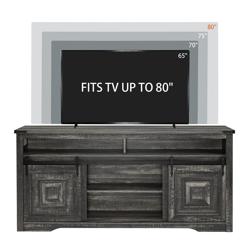 TV Stand for 75+ inch TV, 66" Farmhouse Entertainment Center