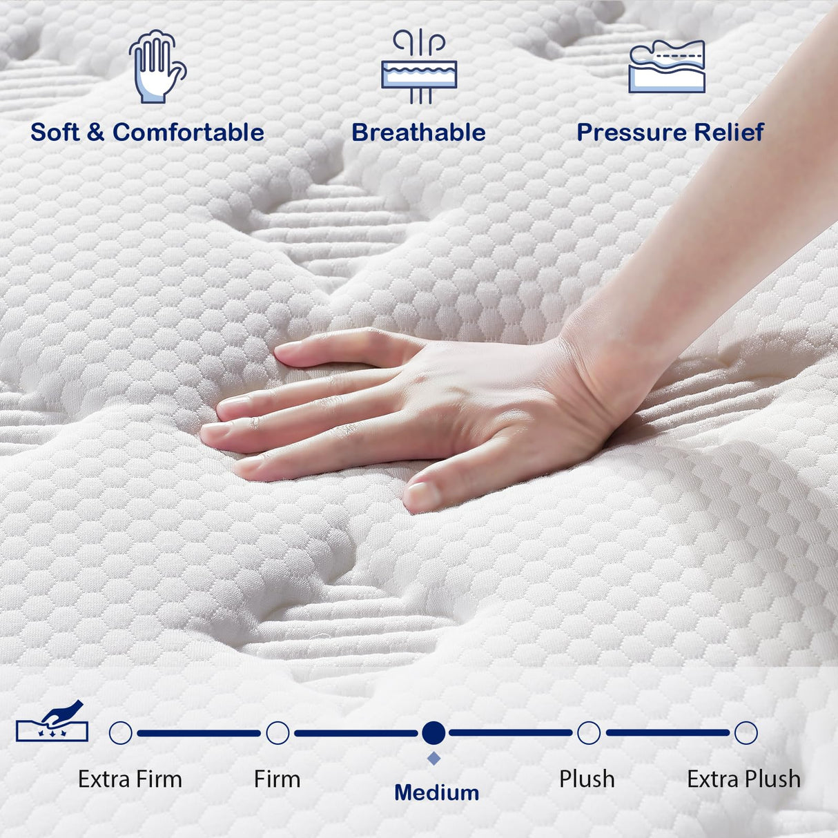 Queen Mattress, 12 Inch Hybrid Mattress in a Box, Queen Size Mattress Foam and Individually Wrapped Pocket Coils