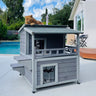 2 Story Cat House Enclosure with Large Balcony, Indoor Cat Condo Outdoor Cat Shelter