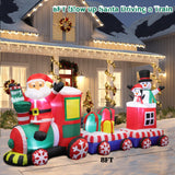 8 FT Christmas Inflatable Train with Santa Claus Snowman Penguin