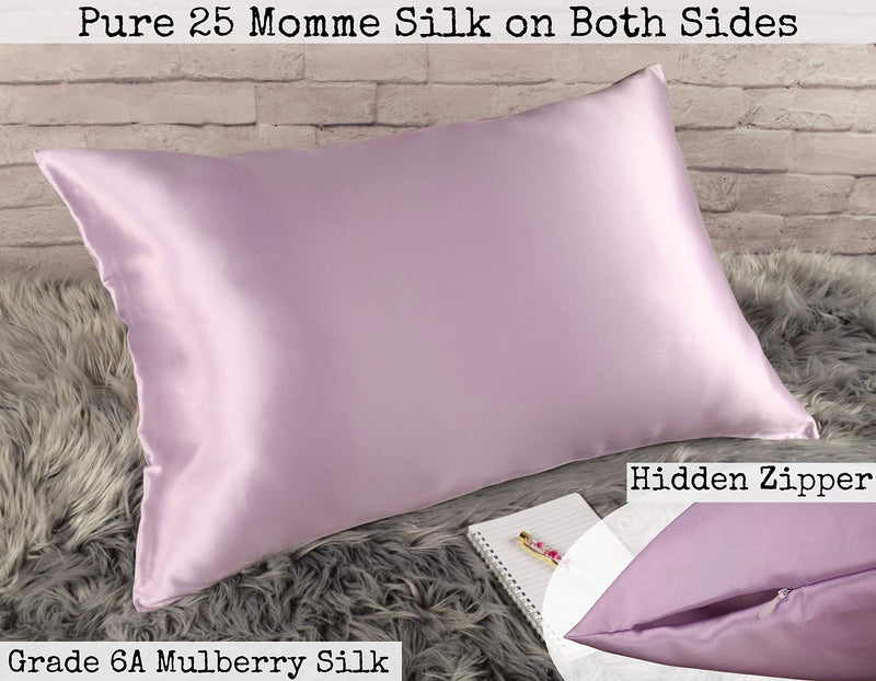 100% Silk Pillowcase for Hair Zippered Luxury 25 Momme Mulberry Silk Charmeuse Silk