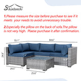 5 Pieces Outdoor Patio Sectional Sofa Couch, Silver Gray PE Wicker Furniture