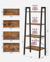 Ladder Shelf, 4-Tier Bookshelf, Storage Rack