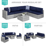 7-Piece Modular Outdoor Sectional Wicker Patio Furniture Conversation Sofa Set