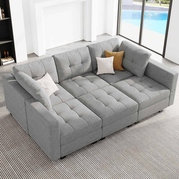 Convertible Sectional Sleeper Sofa Bed Modular Sofa Sleeper Couch Set with Storage Seat