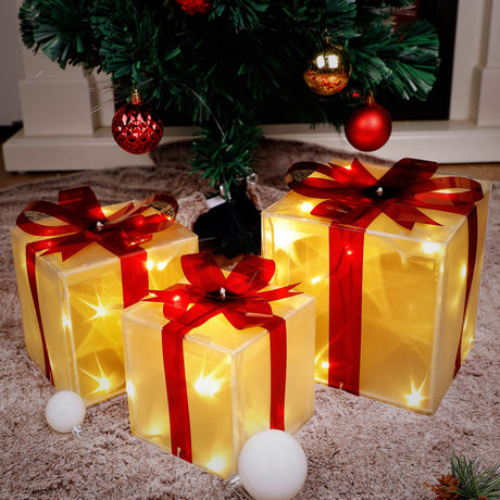 Set of 3 Christmas Lighted Gift Boxes