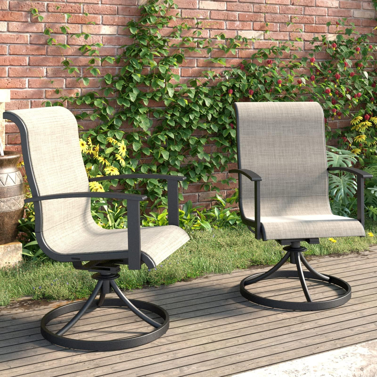 Outdoor Swivel Rocking Patio Dining Chairs Set of 2