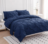 King Comforter Set – 7 Piece Bed in a Bag – Pinch Pleated King Size Bedding Set