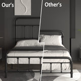 Queen-Bed-Frame-Metal Platform Bed Frame with 49" High-Headboard - Solid Quite Easy