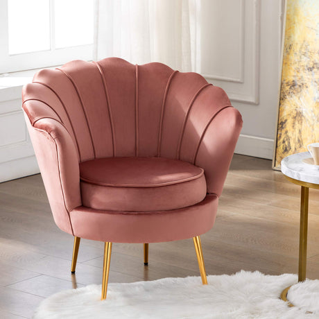 Pink Velvet Accent Chair for Living Room, Lounge Chair for Bedroom Chairs