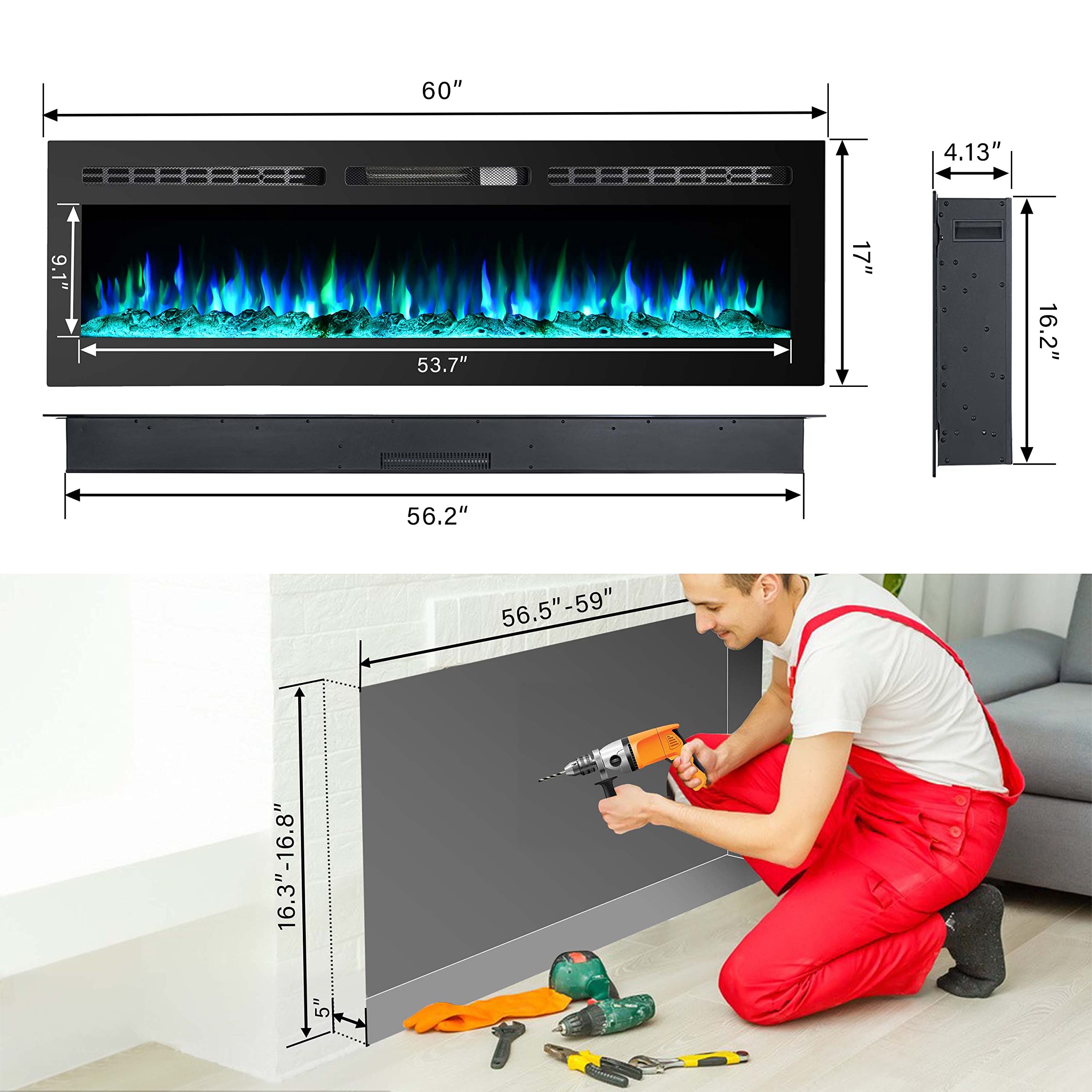 Electric Fireplace Wall Mounted