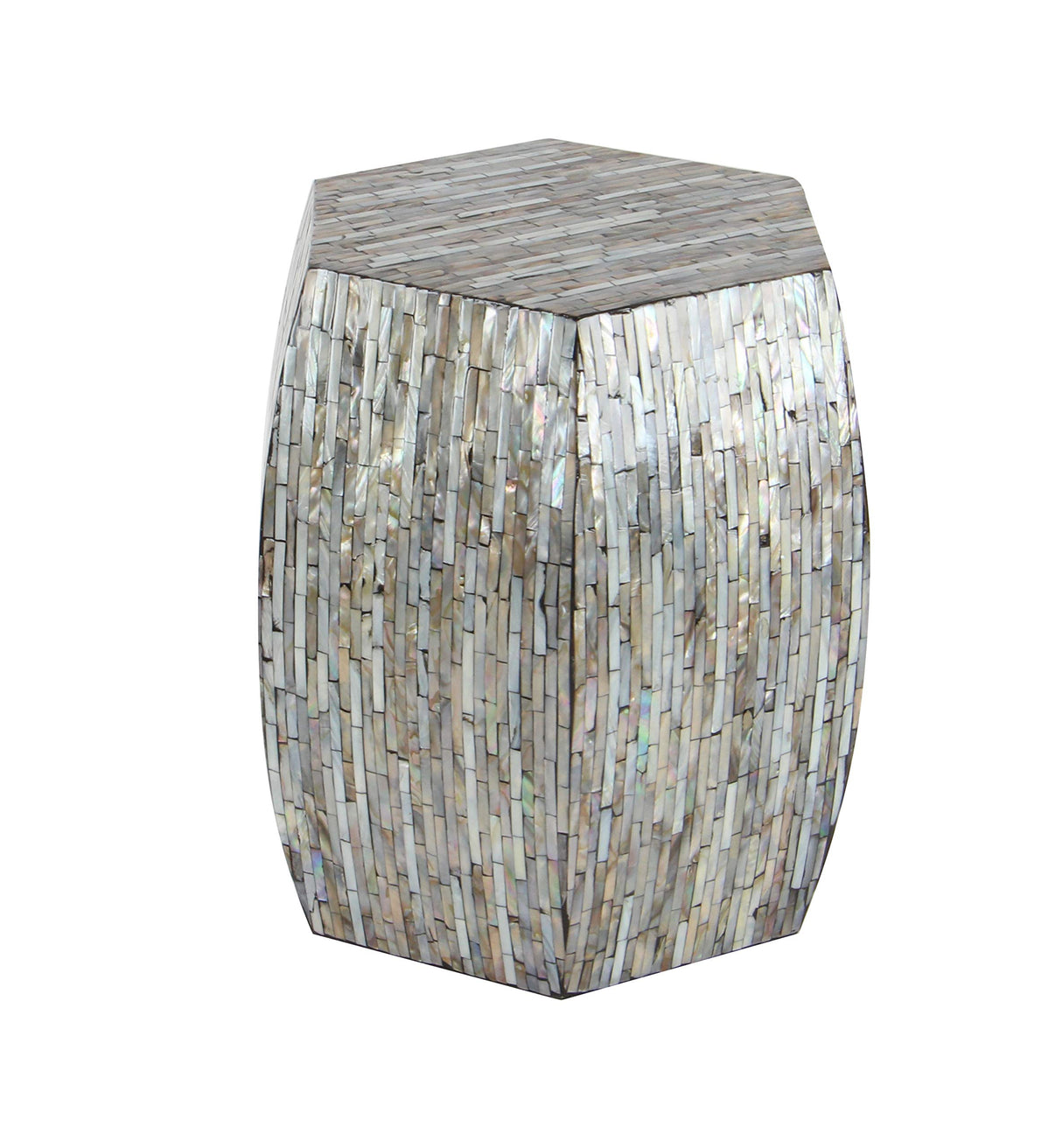 Mother of Pearl Hexagon Accent Table, 16" x 16" x 16"