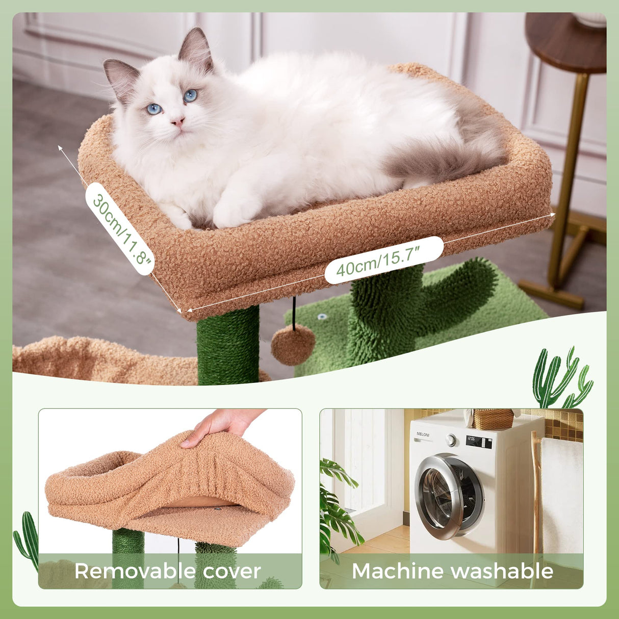 Cactus Cat Tree 34 Inches Cute Cat Tower with Padded