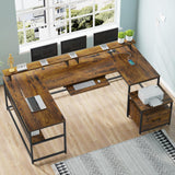 U Shaped Desk, Reversible L Shaped Home Office