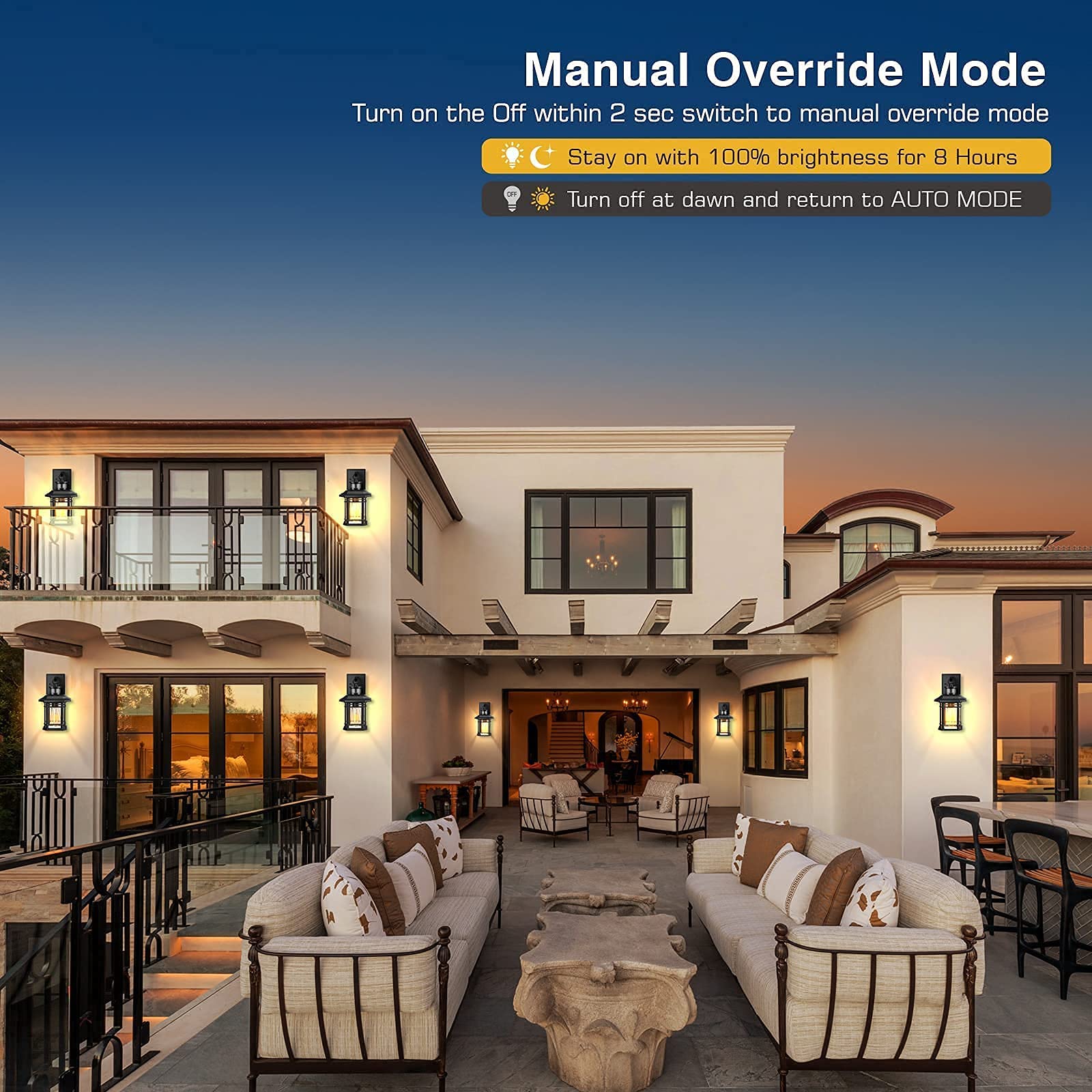 Outdoor Light Fixture With Sensor, Dusk To Dawn Exterior Lights Wall