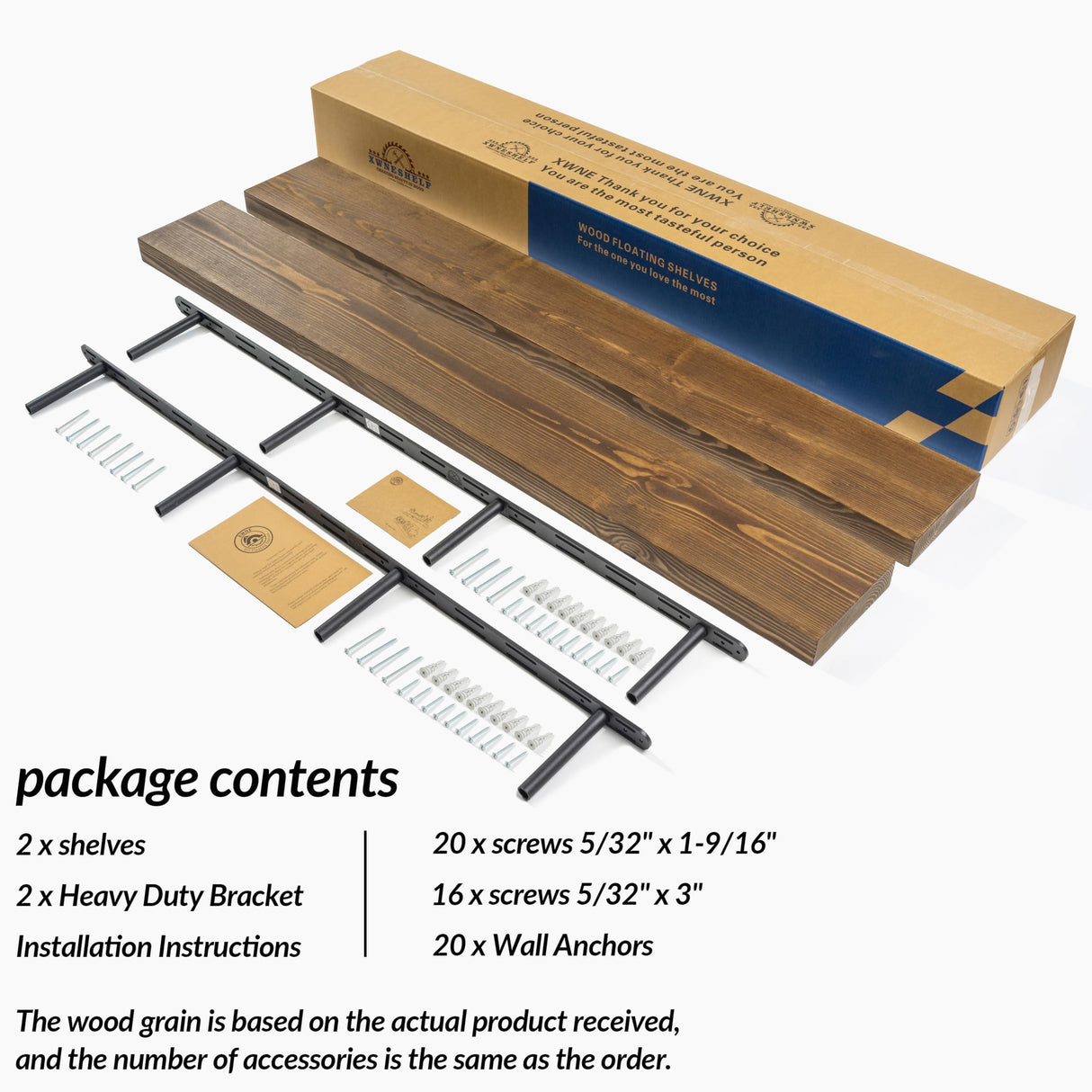 Rustic Floating Shelves 60 inch Long 8 "deep Set of 2, Heavy Duty Wood Wall Mounted Shelves