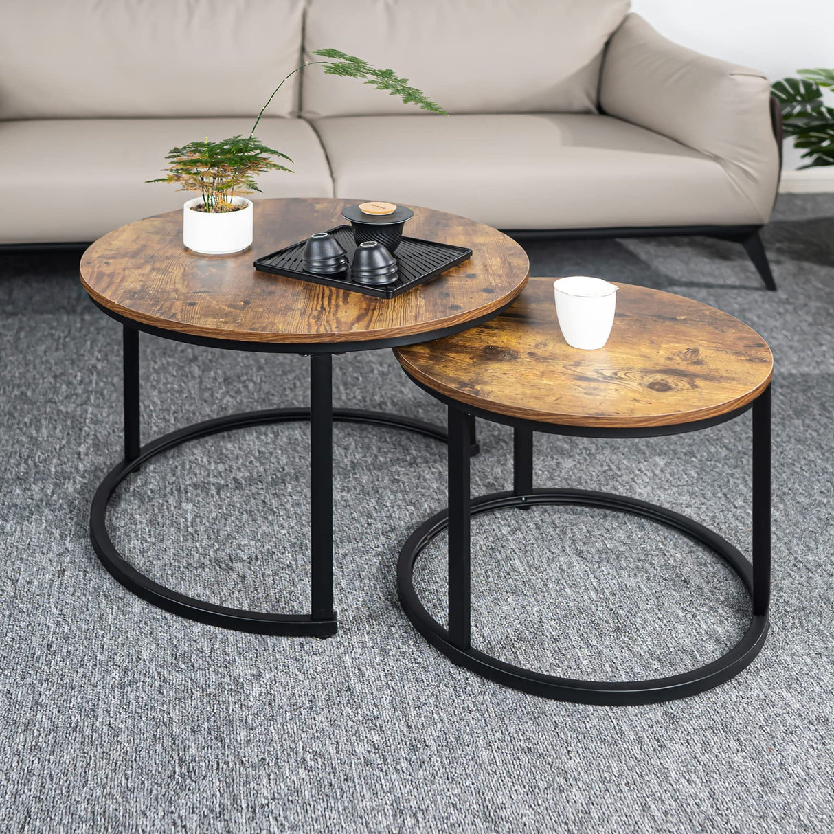 Round Nesting Coffee Table Circle Accent Coffee Tables