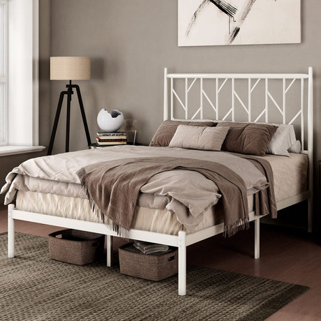 Full Size Platform Bed Frame with Vintage Headboard