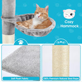 Cat Tree 5-Tier Floor to Ceiling Cat Tower with Cozy Hammock, 89-109 Inch