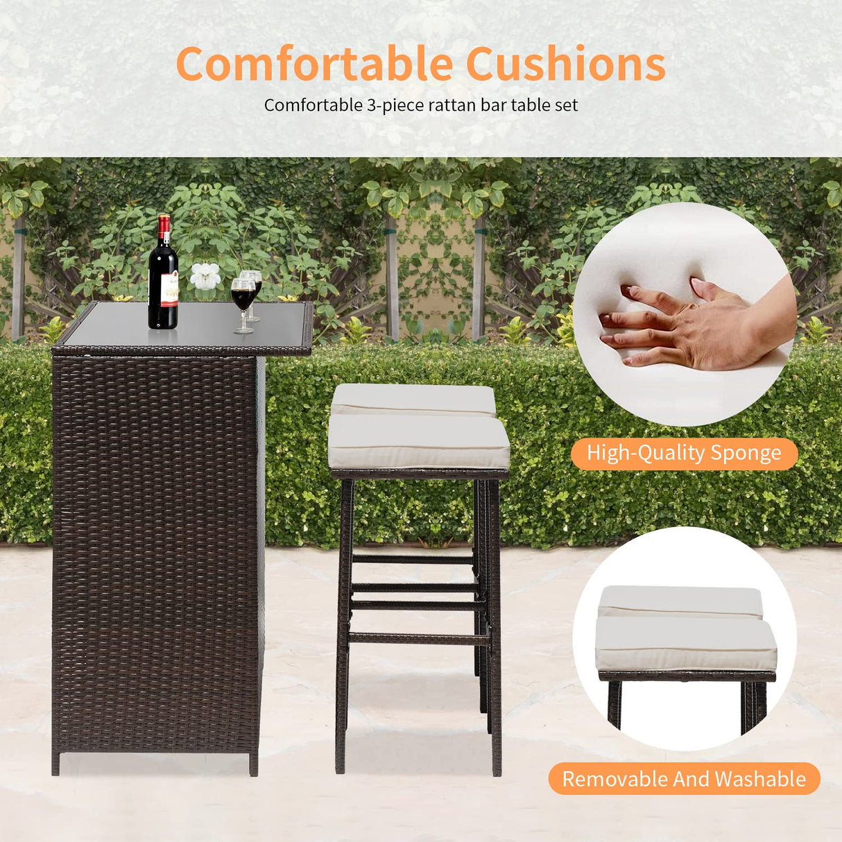 Wicker Patio Furniture 3 Piece Patio Set Chairs