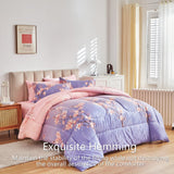 Pink and Light Purple Queen Comforter Set with Sheets, Bed in a Bag 7-Pieces