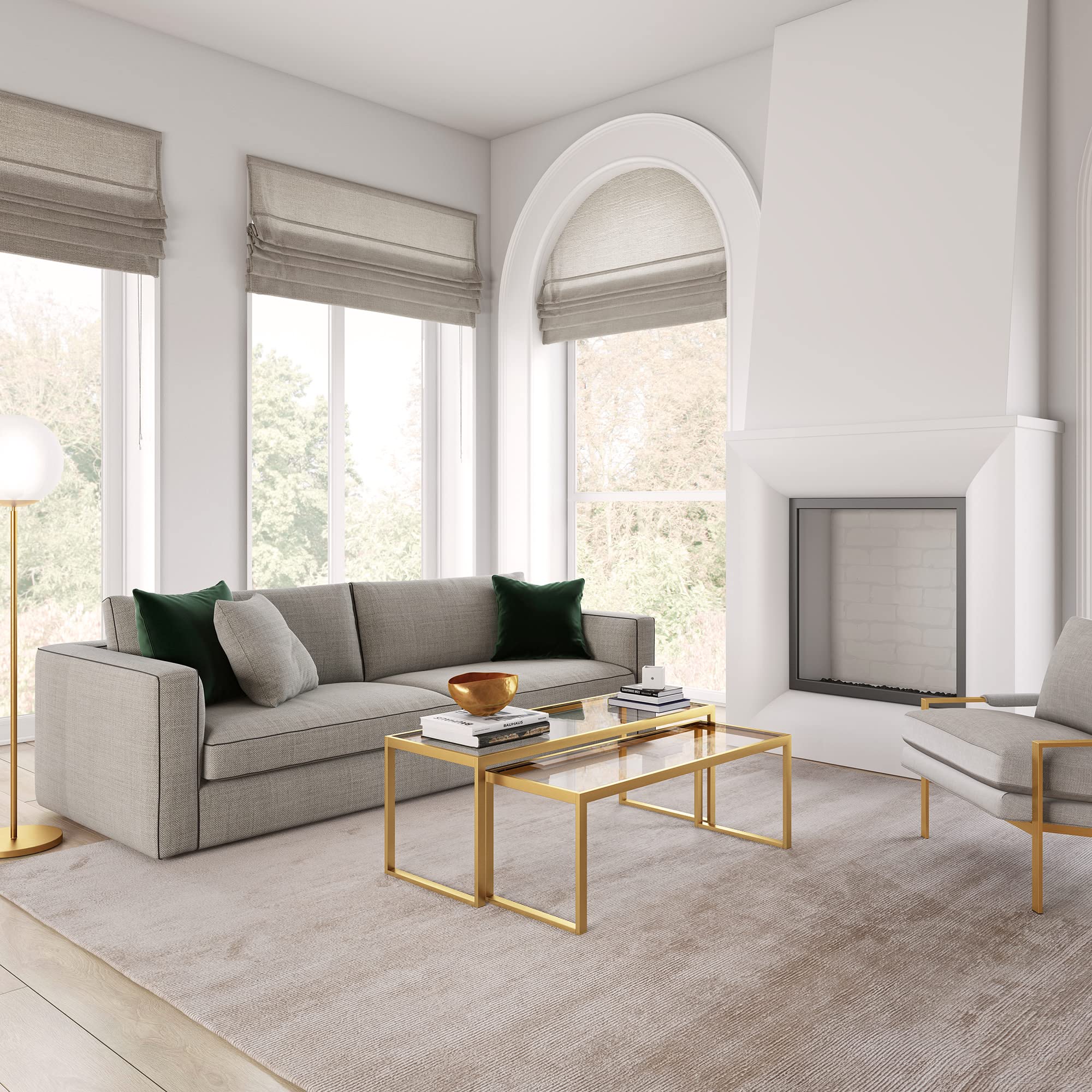 Rectangular Nested Coffee Table in Brass