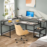 69 Inch L Shaped Desk with Monitor Stand