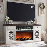 Farmhouse Fireplace TV Stand with 36" Electric Fireplace for 80 Inch TVs