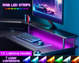 L Shaped Gaming Desk with LED Lights & Power Outlets, 51" Computer Desk