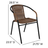 Patio Wicker Rattan Chair, Set of 4 Round Back Patio Dining Chairs