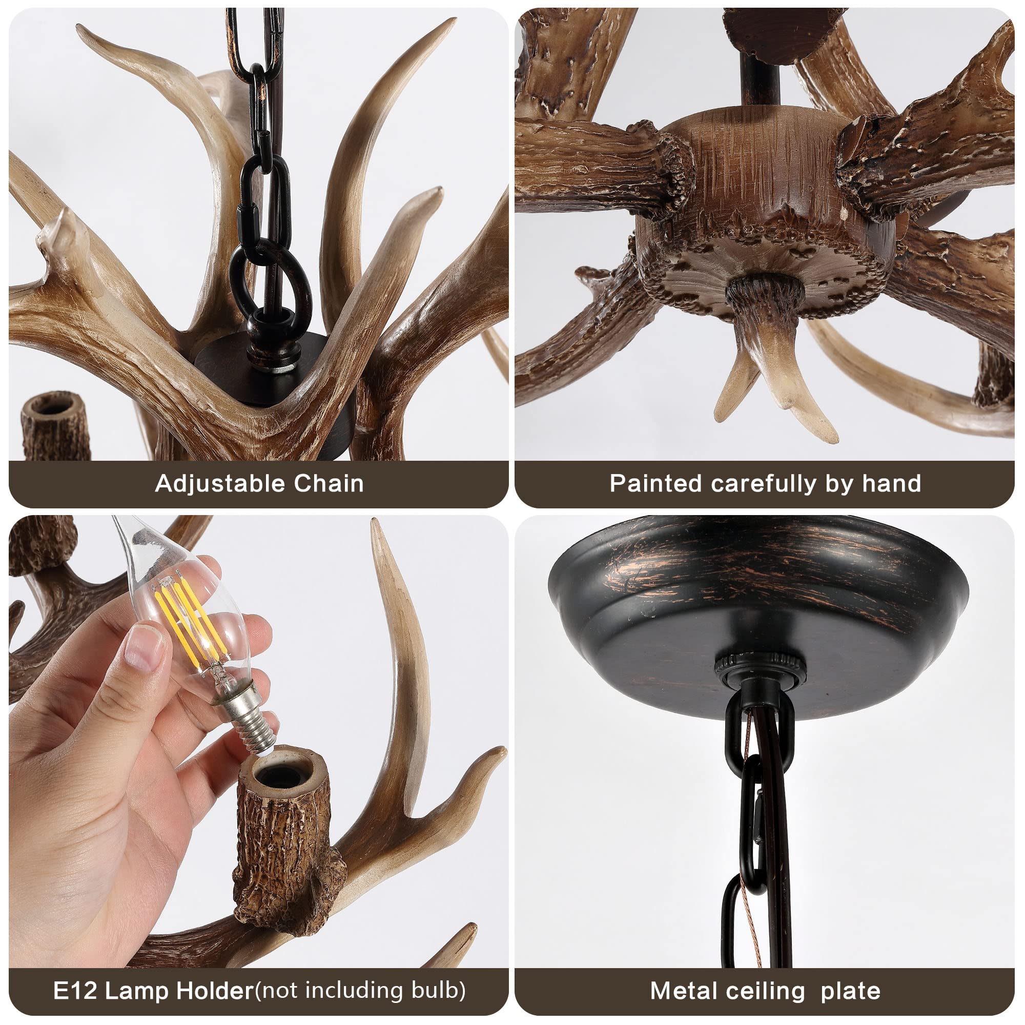 Antler Chandelier Lighting Deer Lamp Vintage Rustic Farmhouse