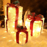 Christmas Lighted Gift Boxes, Set of 4 Light Up Present Boxes