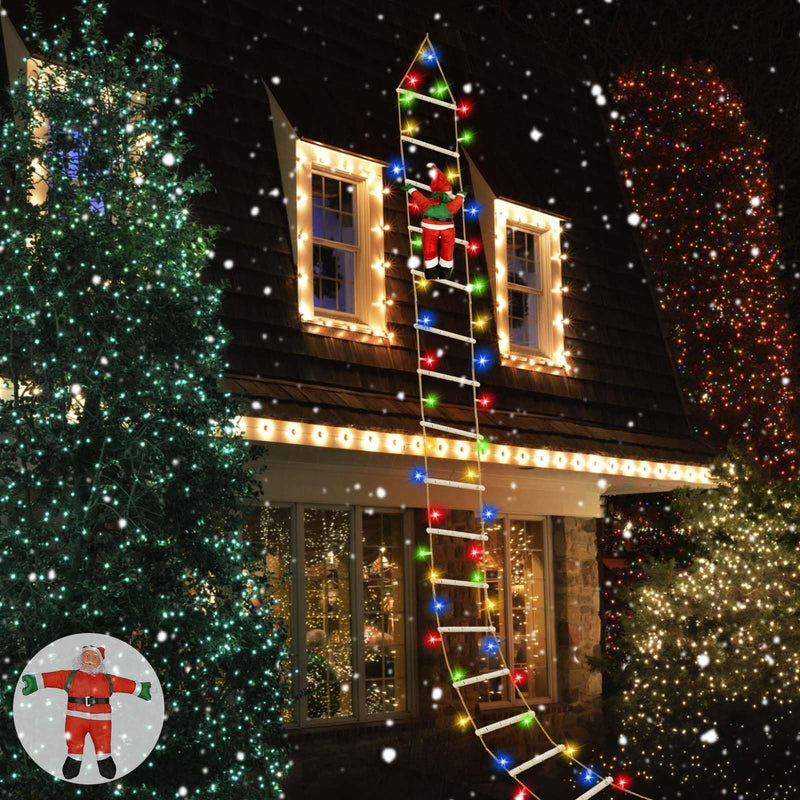 10FT Large Christmas Decoration Outdoor/Indoor, Multicolor Christmas Ladder Lights