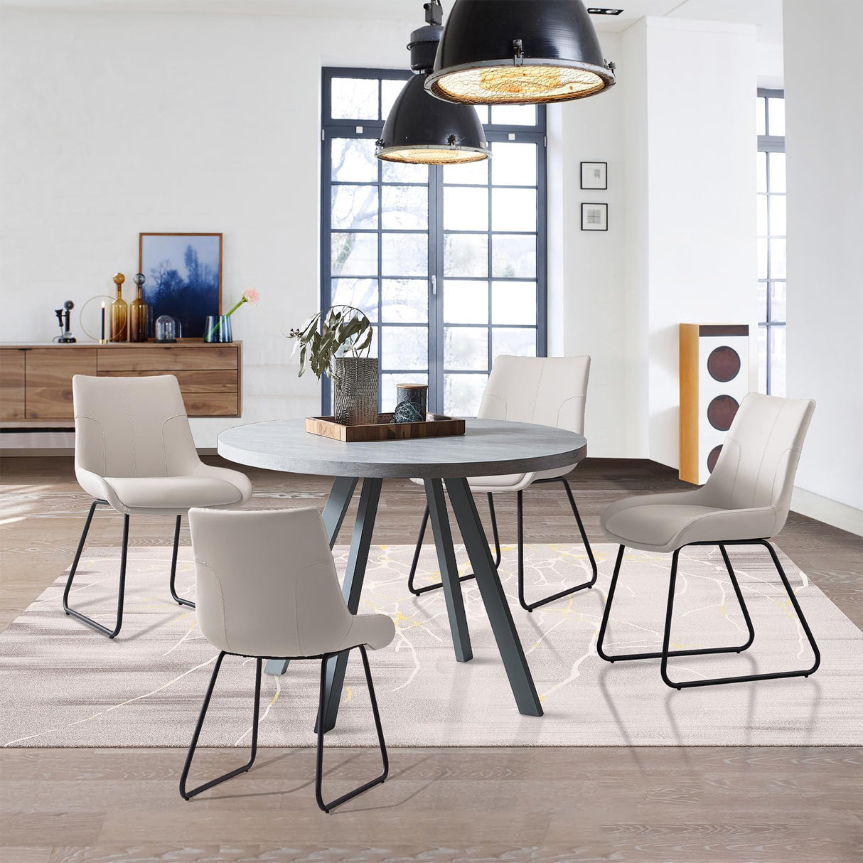 Round Dining Table and Chairs for 4