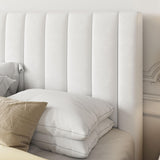 King Bed Frame/Velvet Upholstered Bed Frame with Vertical Channel Tufted Headboard