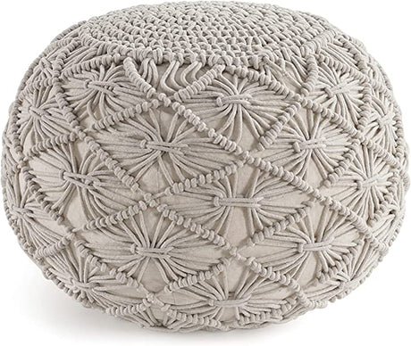 Pouf Ottoman - Hand Knitted Macrame Ottoman Pouf