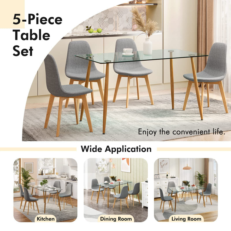 5 Pieces Dining Room Table Set, Modern Table & Chair Set