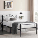 Metal Platform Bed Frame with Headboard & Footboard, Steel Slats Mattress Foundation