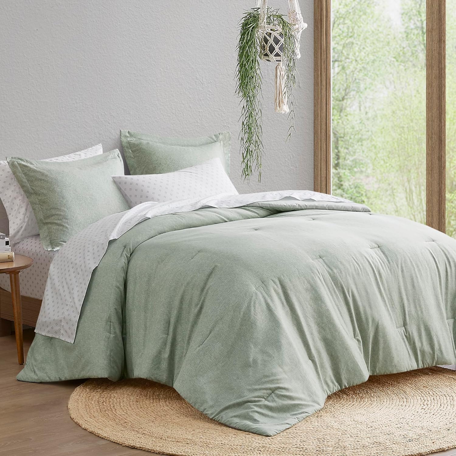 Queen 7 Pieces Comforter Set, Boho Bed Sets for Queen Size, Farmhouse Bedding Sets