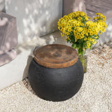 Outdoor Side Table,Black Drum Outdoor End Tables