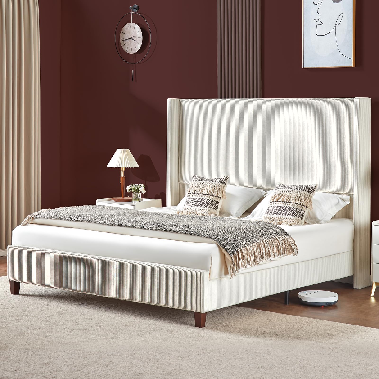 62" Headboard Corduroy Upholstered Bed/Wingback