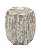 Mother of Pearl Hexagon Accent Table, 16" x 16" x 16"