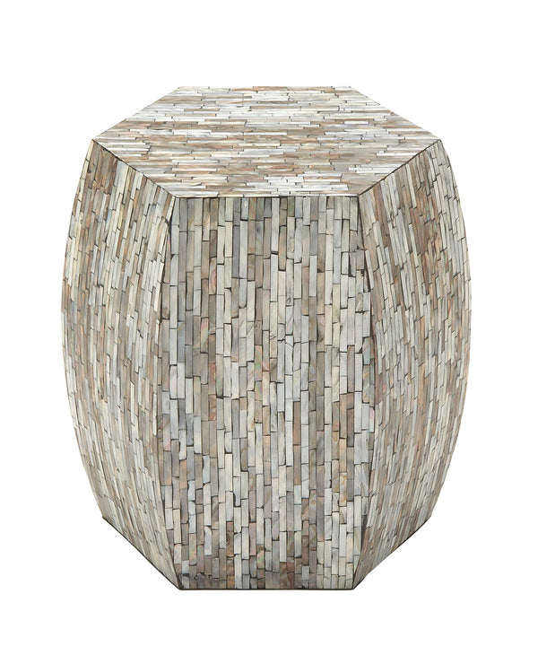 Mother of Pearl Hexagon Accent Table, 16" x 16" x 16", Multi Colored