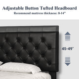 Bed Frame with Adjustable Diamond Stitched Button Tufted Headboard