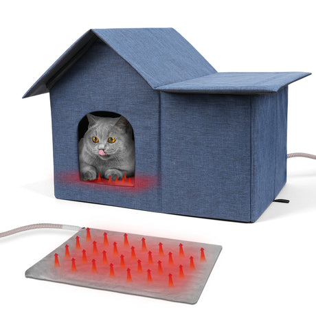 Heated Cat Houses Shelter for Outdoor Cats and Kitty